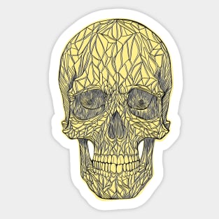 Yellow skull with black lines Sticker